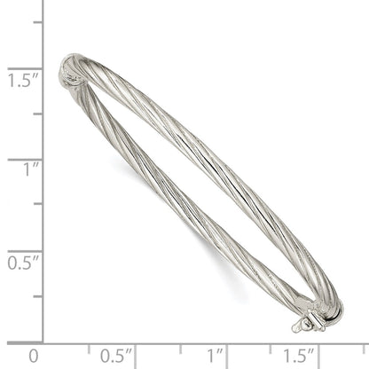 Sterling Silver Polished & Twisted 3mm Hinged Baby Bangle