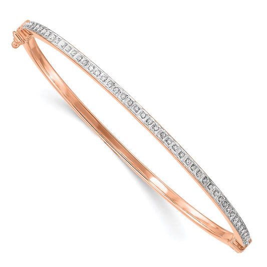 Ss/Rose Plated Diamond Fascination Mystique Sterling Silver 18K Rose Gold-Plated Bangle