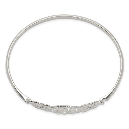 Sterling Silver Butterfly And Cz Tree Bangle