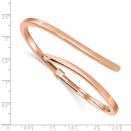 Sterling Silver Rose-Tone Polished Bypass Hinged Bangle