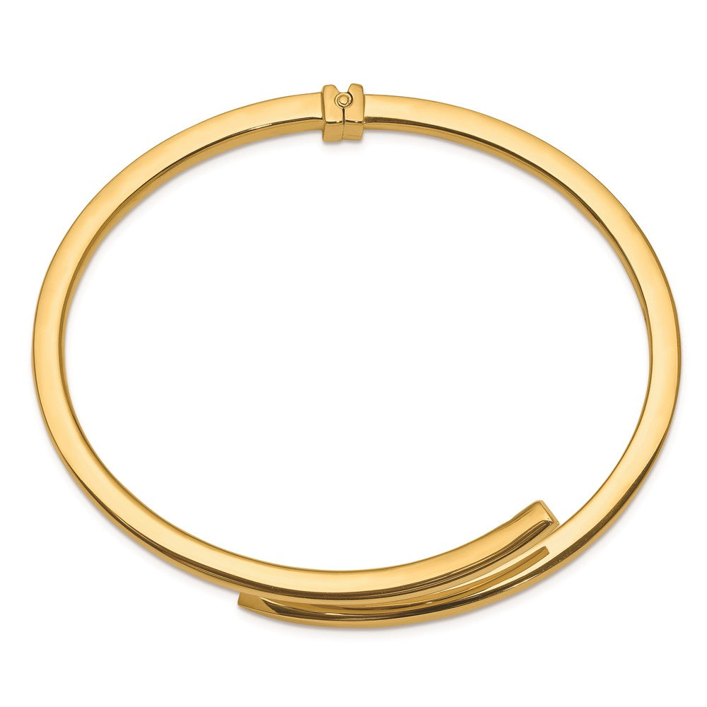 Sterling Silver Gold-Tone Polished Bypass Hinged Bangle