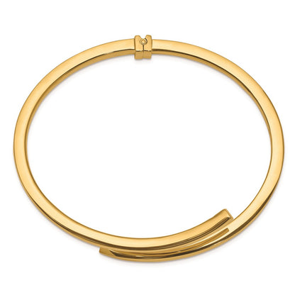 Sterling Silver Gold-Tone Polished Bypass Hinged Bangle