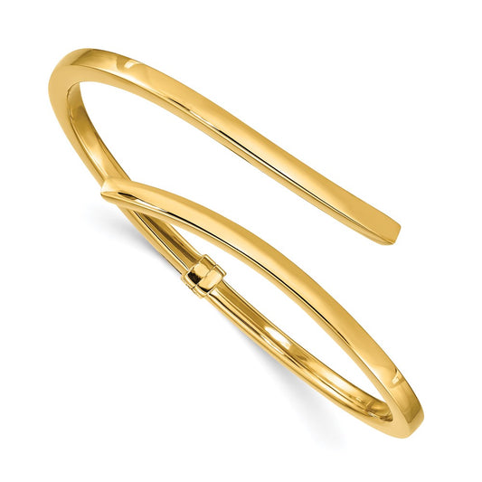 Sterling Silver Gold-Tone Polished Bypass Hinged Bangle