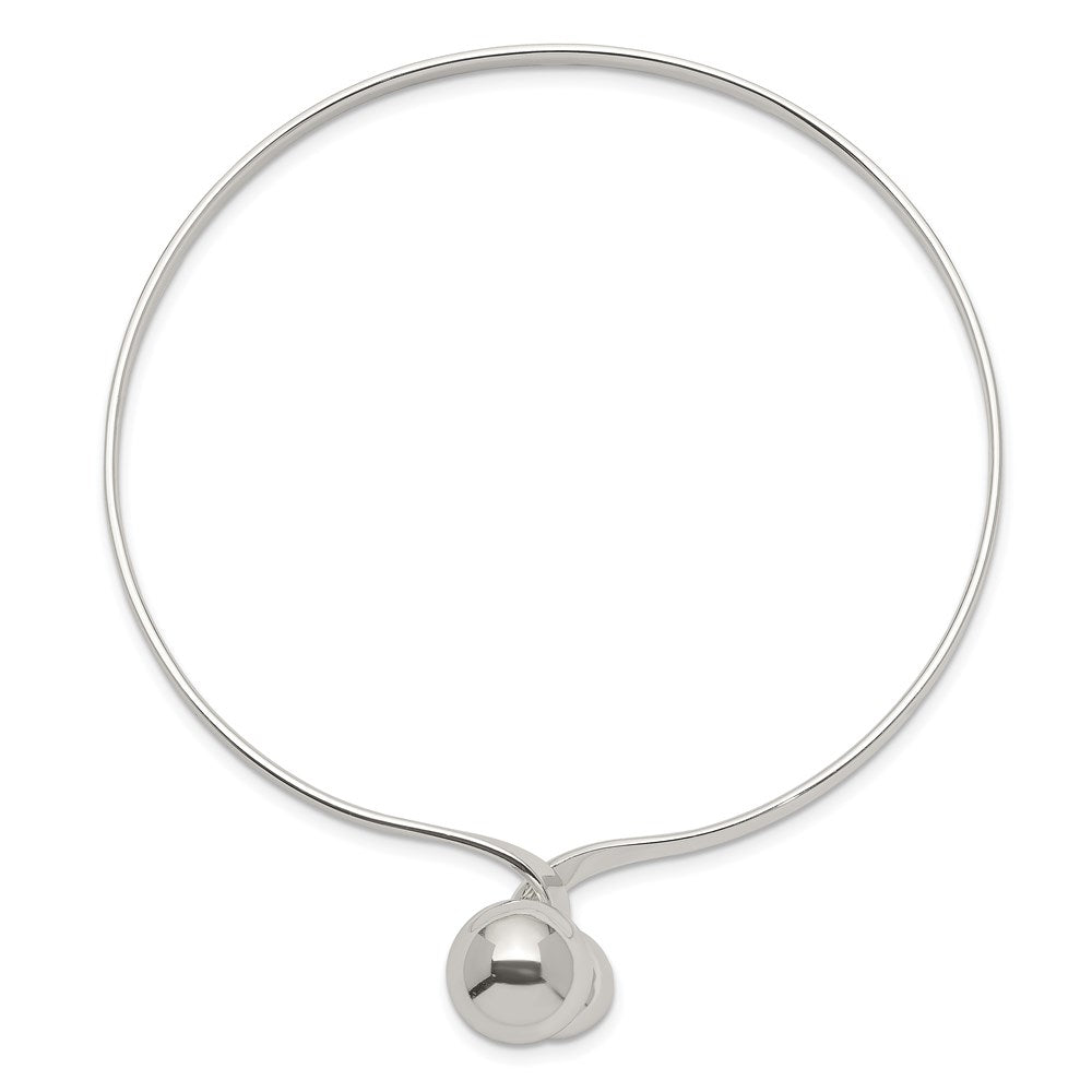 Sterling Silver Twisted Ball Catch Bangle