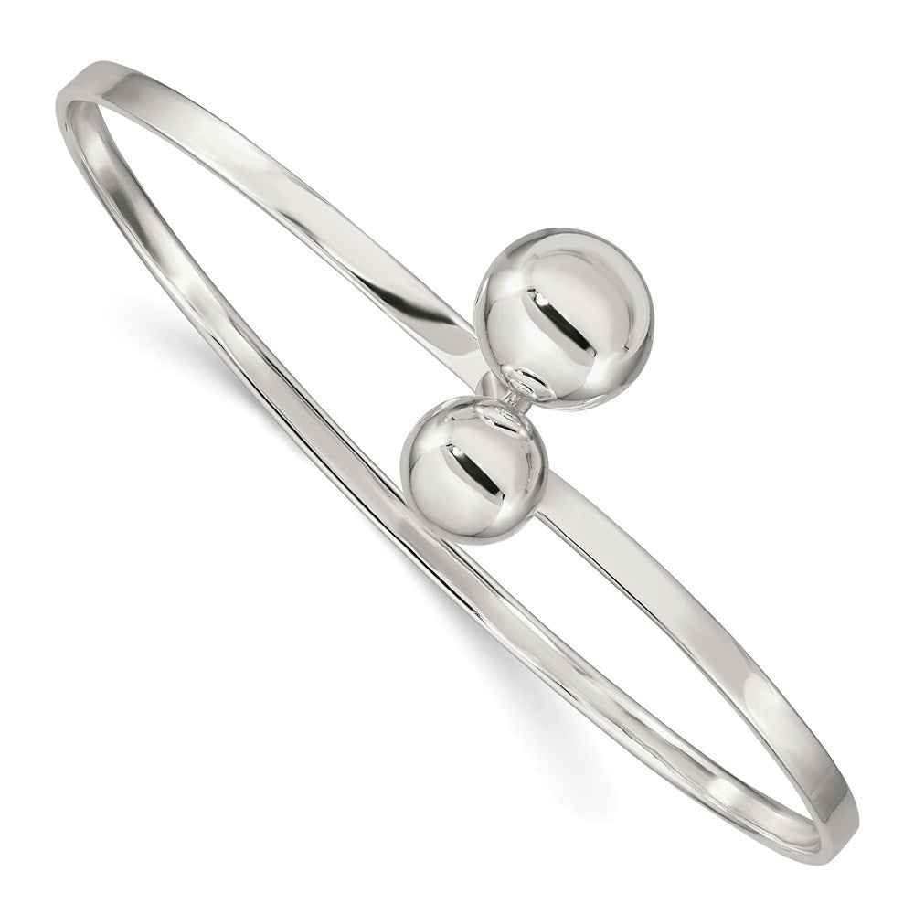 Sterling Silver Twisted Ball Catch Bangle