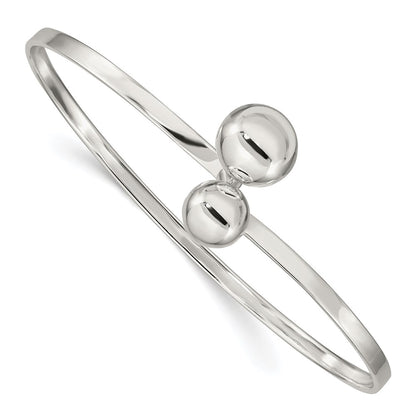 Sterling Silver Twisted Ball Catch Bangle