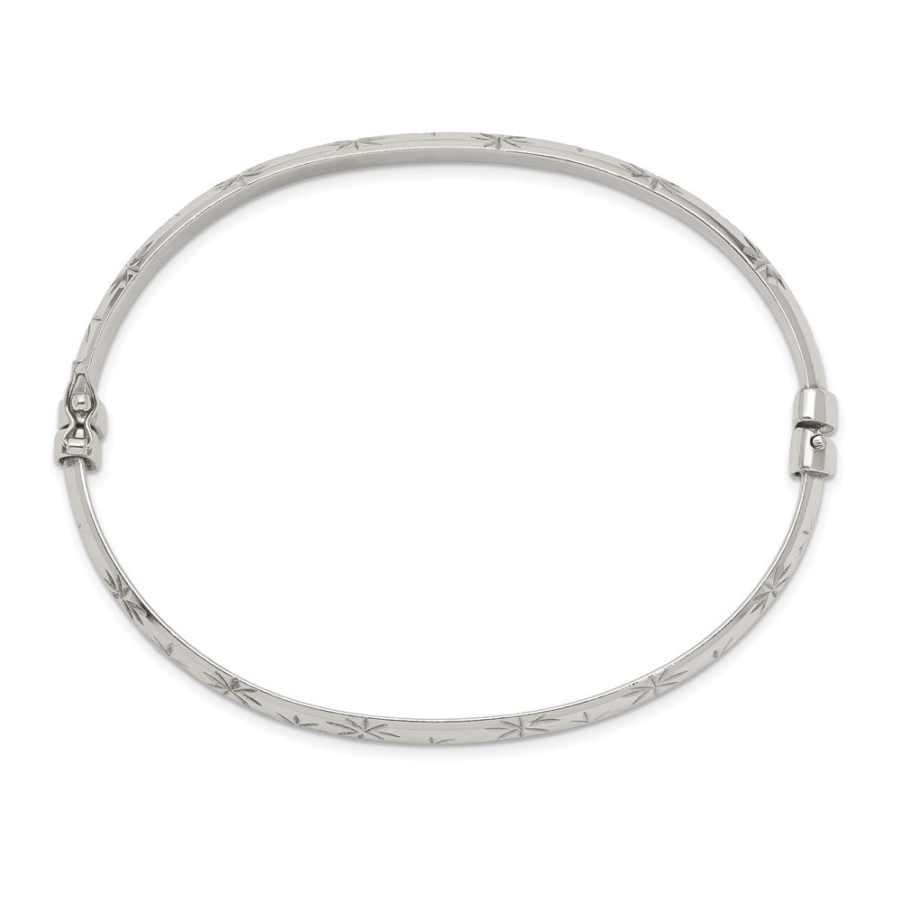 Sterling Silver D/C 6mm Bangle And 4mm Hoop Earring Set