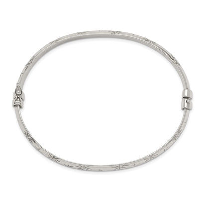 Sterling Silver D/C 6mm Bangle And 4mm Hoop Earring Set