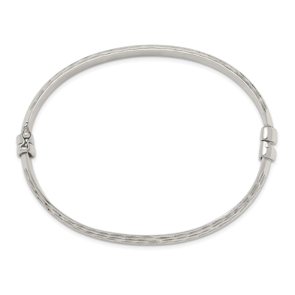 Sterling Silver D/C 7.5mm Bangle And 5mm Hoop Earring Set