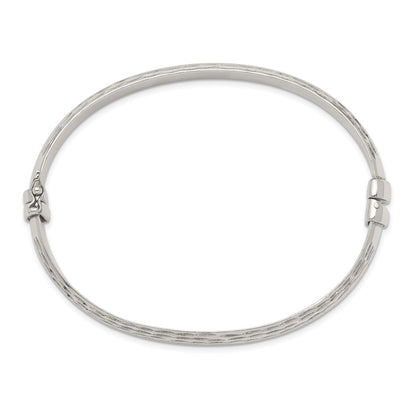 Sterling Silver D/C 7.5mm Bangle And 5mm Hoop Earring Set