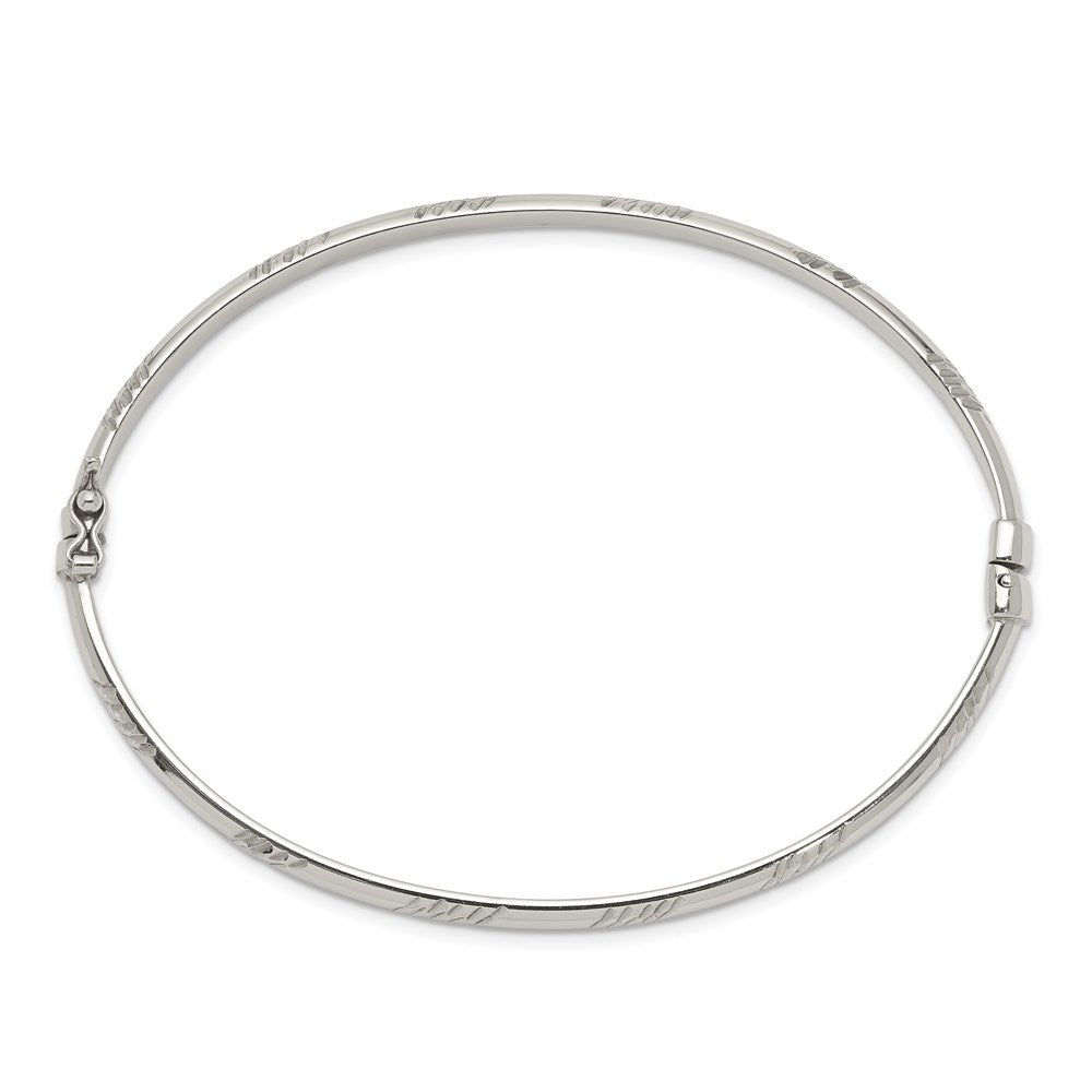 Sterling Silver D/C 4mm Bangle And 3mm Hoop Earring Set