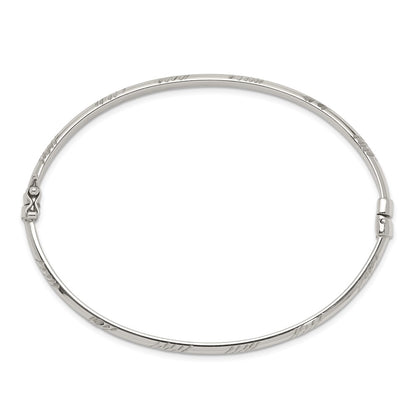 Sterling Silver D/C 4mm Bangle And 3mm Hoop Earring Set