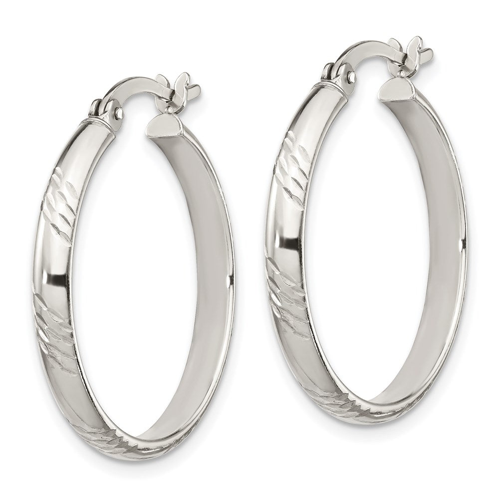 Sterling Silver D/C 4mm Bangle And 3mm Hoop Earring Set