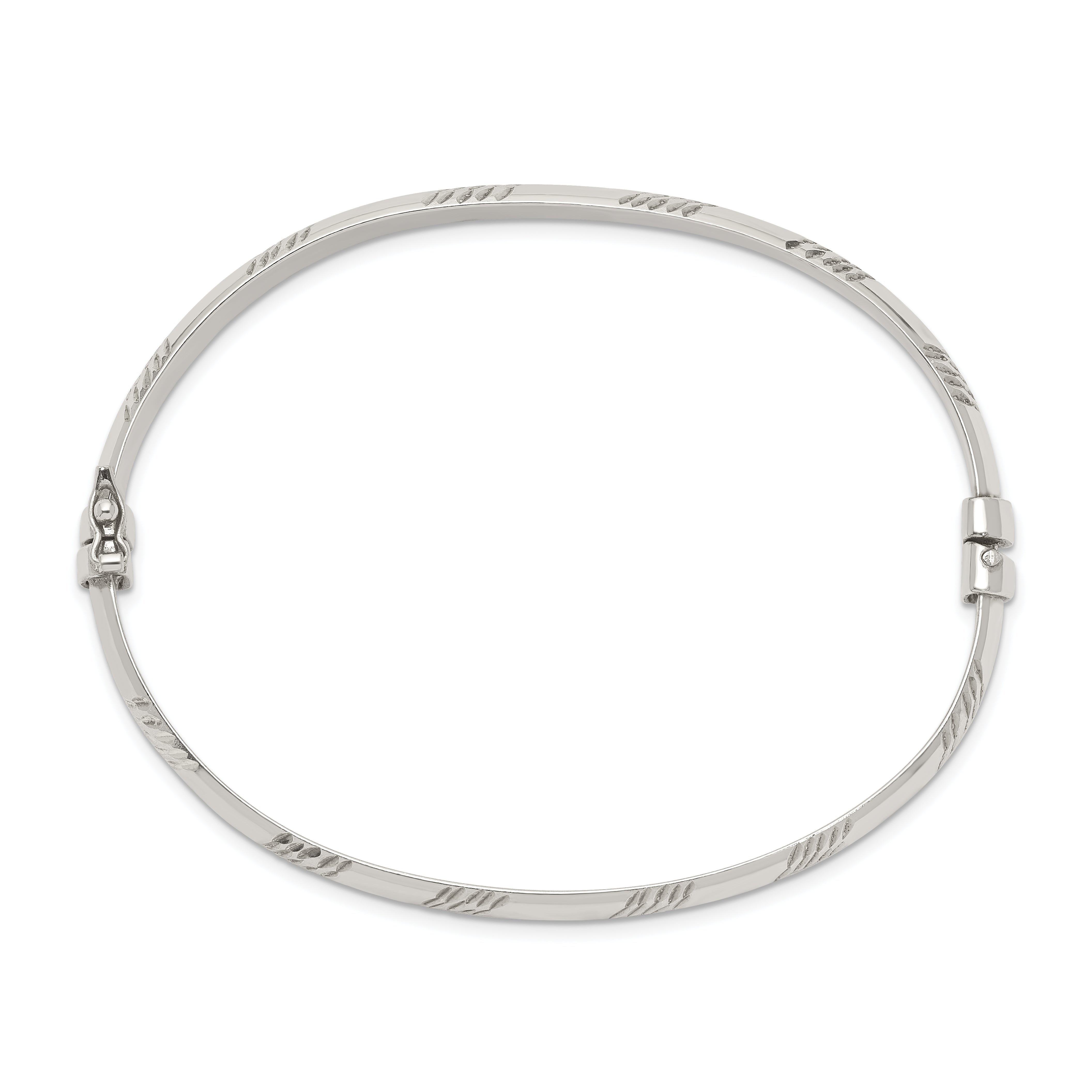 Sterling Silver D/C 6mm Bangle And 4mm Hoop Earring Set