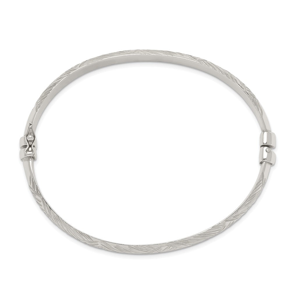 Sterling Silver D/C 7.5mm Bangle And 5mm Hoop Earring Set