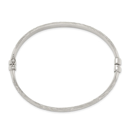 Sterling Silver D/C 7.5mm Bangle And 5mm Hoop Earring Set