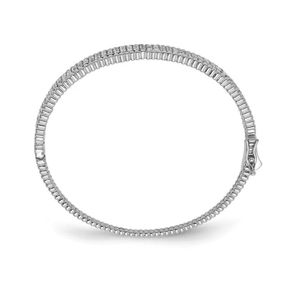 Sterling Silver Shimmer Rhodium-Plated 137 Stone Cz Hinged Bangle Bracelet