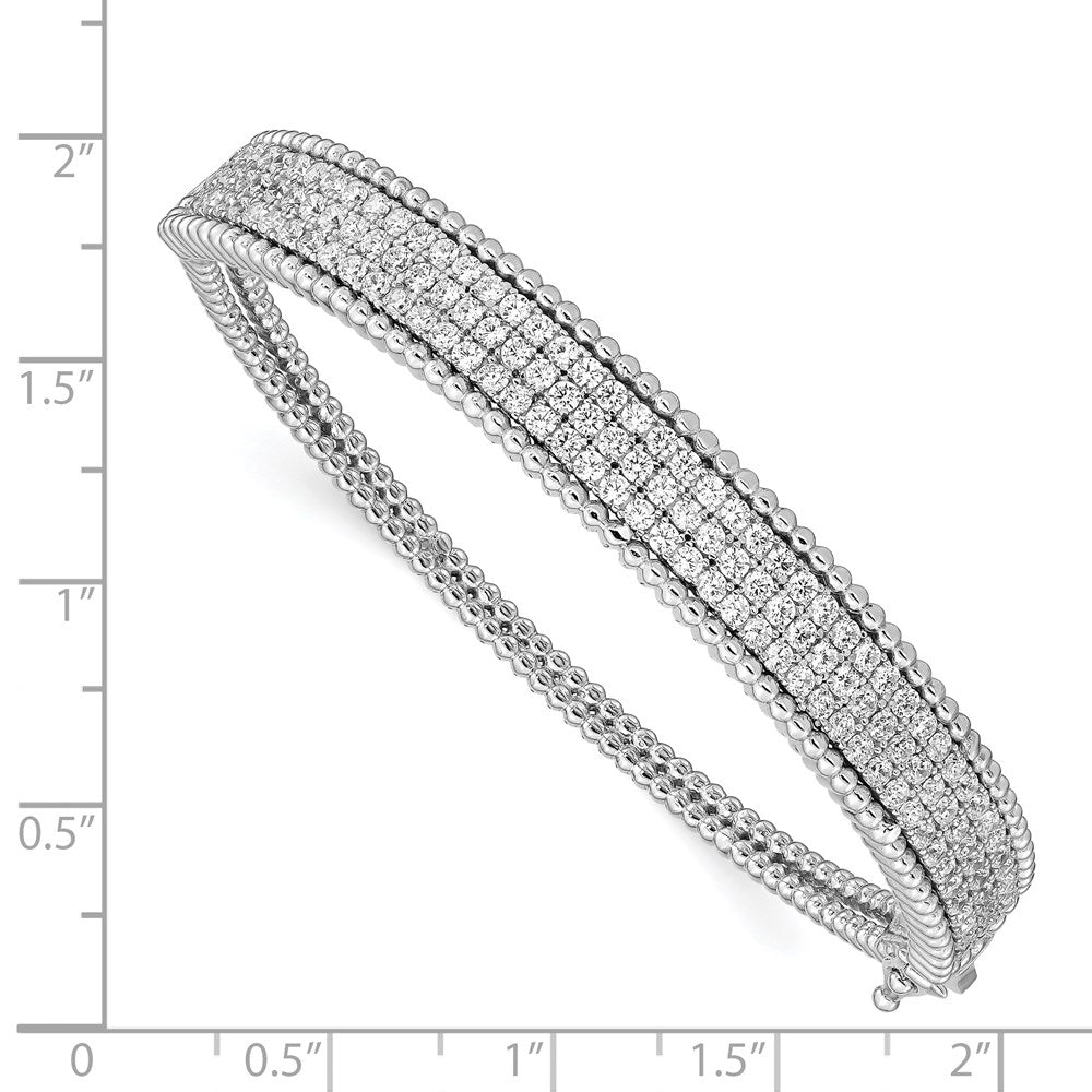 Sterling Silver Shimmer Rhodium-Plated 137 Stone Cz Hinged Bangle Bracelet