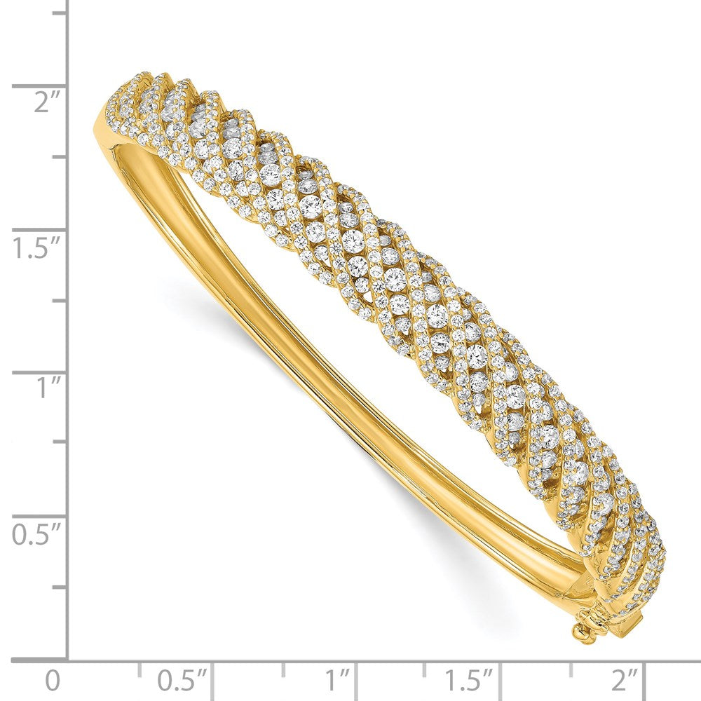 Sterling Silver Shimmer Gold-Tone Flash Gold-Plated 349 Stone Cz Hinged Bangle Bracelet
