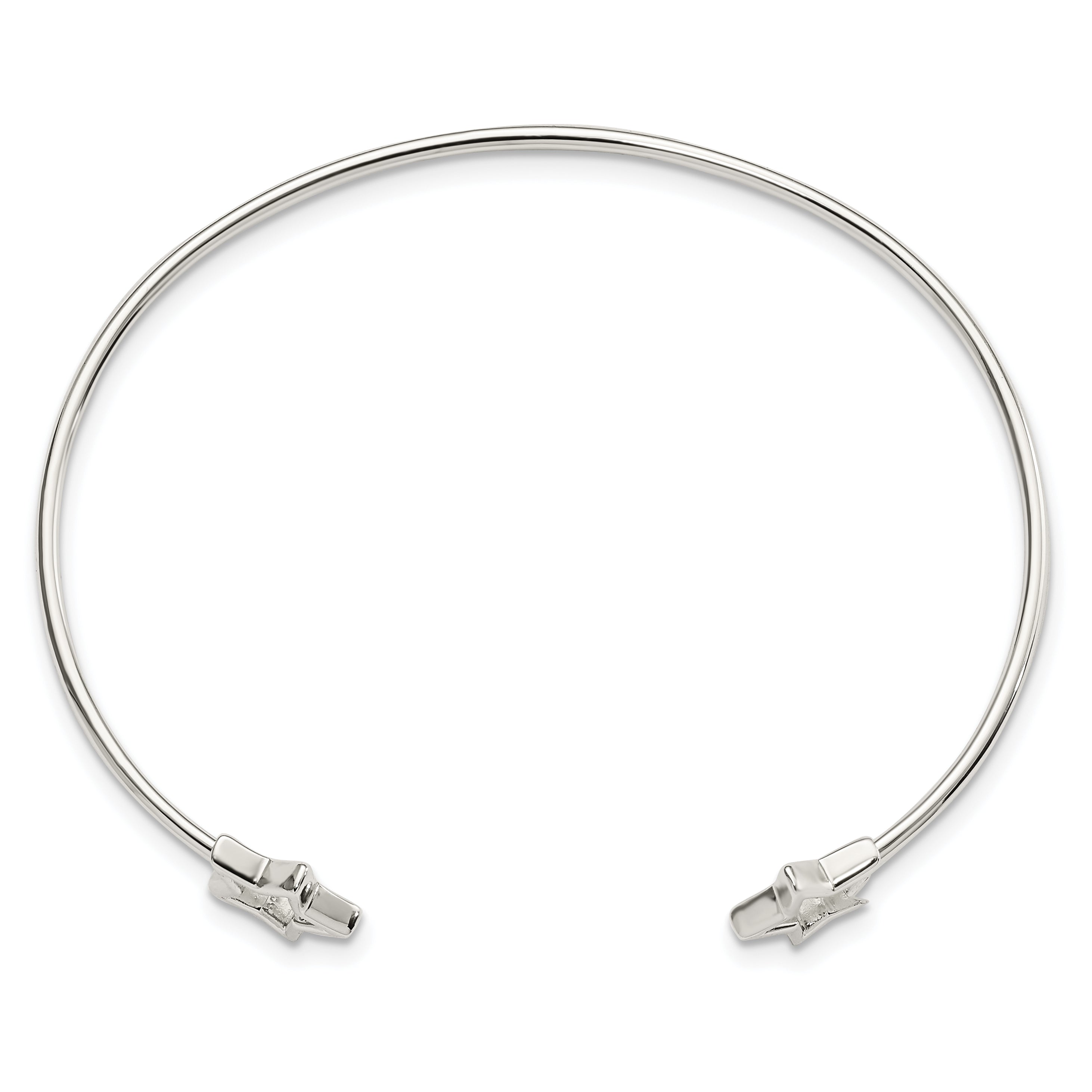 Sterling Silver Cut-Out Star Cuff Bangle