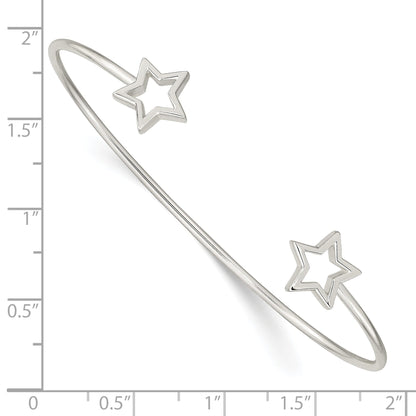 Sterling Silver Cut-Out Star Cuff Bangle