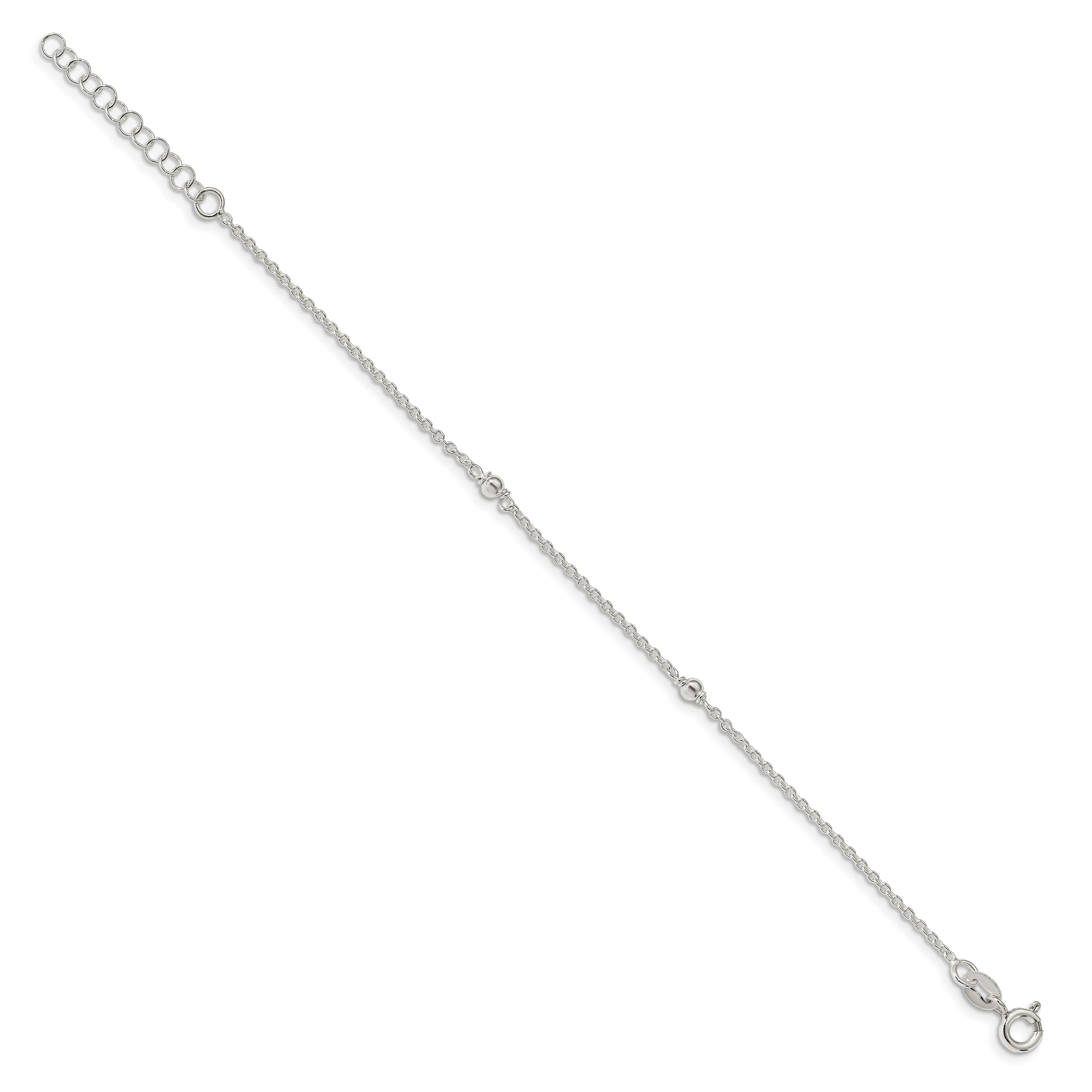 6 Inch Sterling Silver Stars Bangle And Bracelet W/ 1 Ext. Two Piece Set