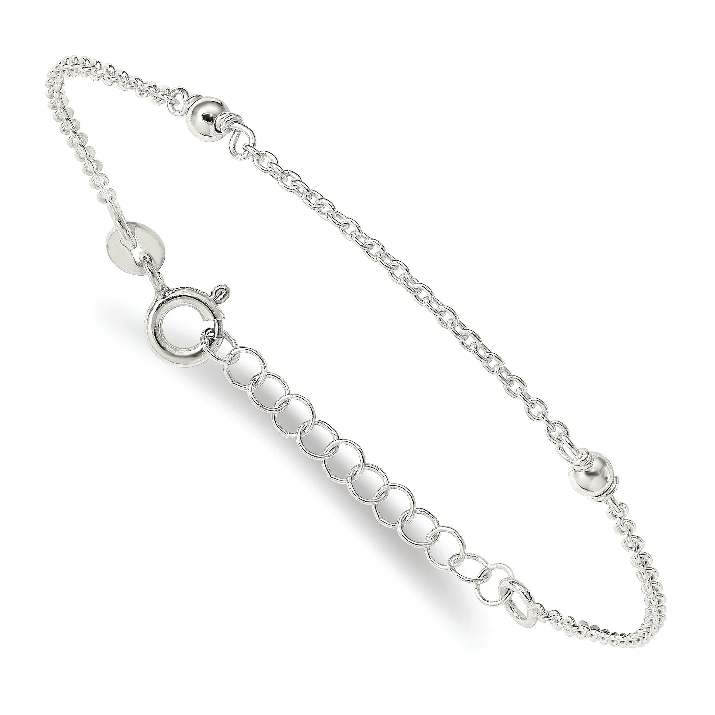 6 Inch Sterling Silver Stars Bangle And Bracelet W/ 1 Ext. Two Piece Set