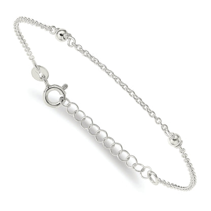 6 Inch Sterling Silver Stars Bangle And Bracelet W/ 1 Ext. Two Piece Set