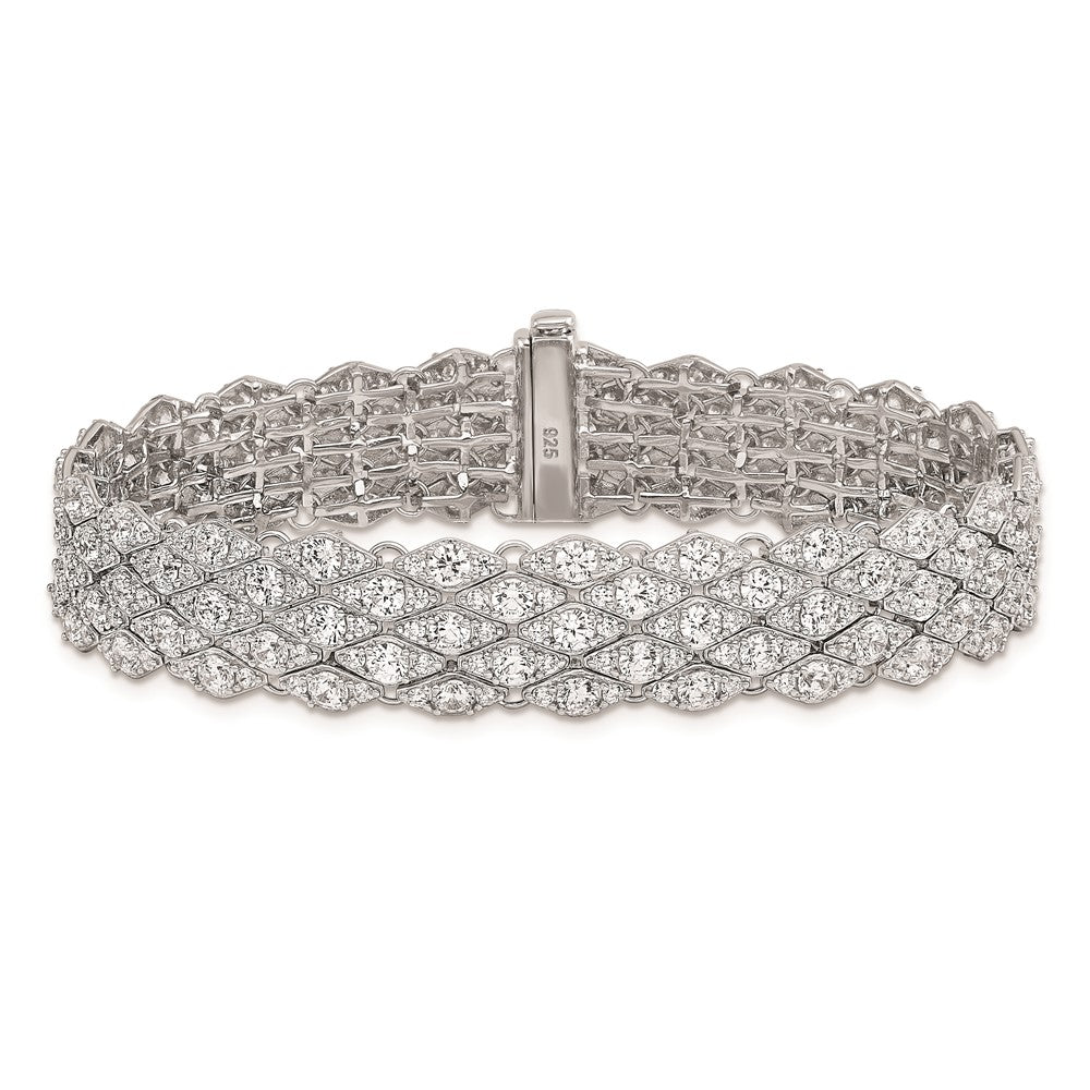 Sterling Silver Shimmer Rhodium-Plated 6.75 Inch 315 Stone Cz Mesh Bracelet
