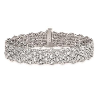 Sterling Silver Shimmer Rhodium-Plated 6.75 Inch 315 Stone Cz Mesh Bracelet