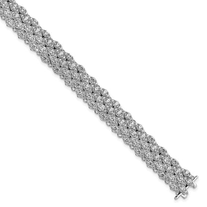 Sterling Silver Shimmer Rhodium-Plated 6.75 Inch 315 Stone Cz Mesh Bracelet