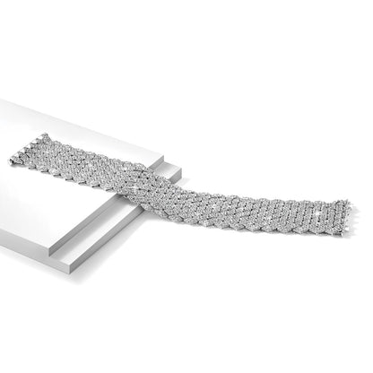 Sterling Silver Shimmer Rhodium-Plated 6.75 Inch 759 Stone Cz Mesh Bracelet