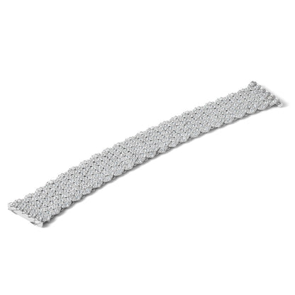 Sterling Silver Shimmer Rhodium-Plated 6.75 Inch 759 Stone Cz Mesh Bracelet