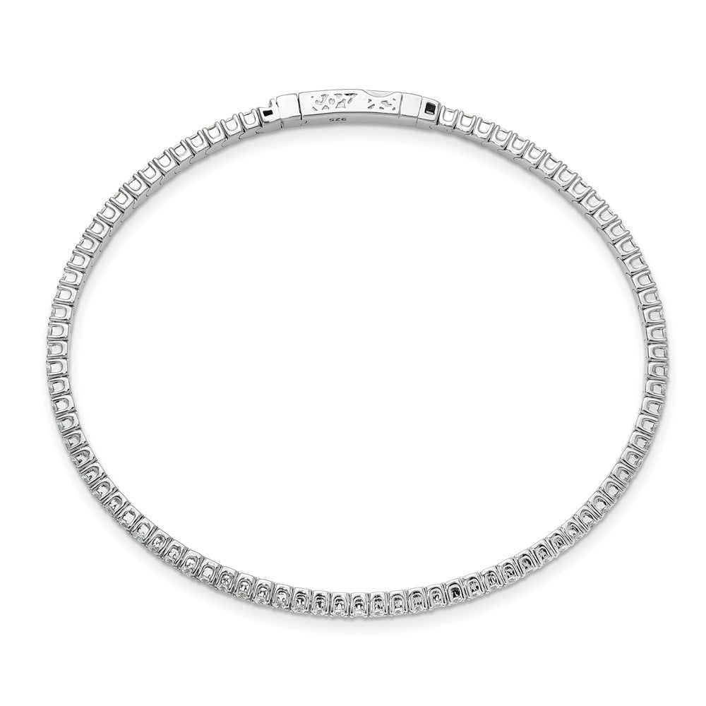 Sterling Silver Shimmer Rhodium-Plated 85 Stone 1.7mm Cz 7 Inch Flexible Bangle Bracelet