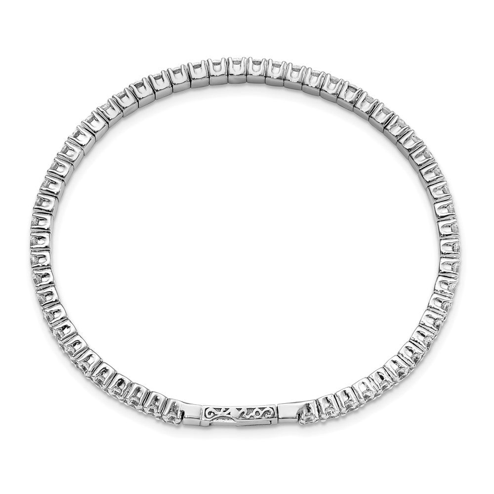 Sterling Silver Shimmer Rhodium-Plated 51 Stone Cz Flexible Bangle Bracelet