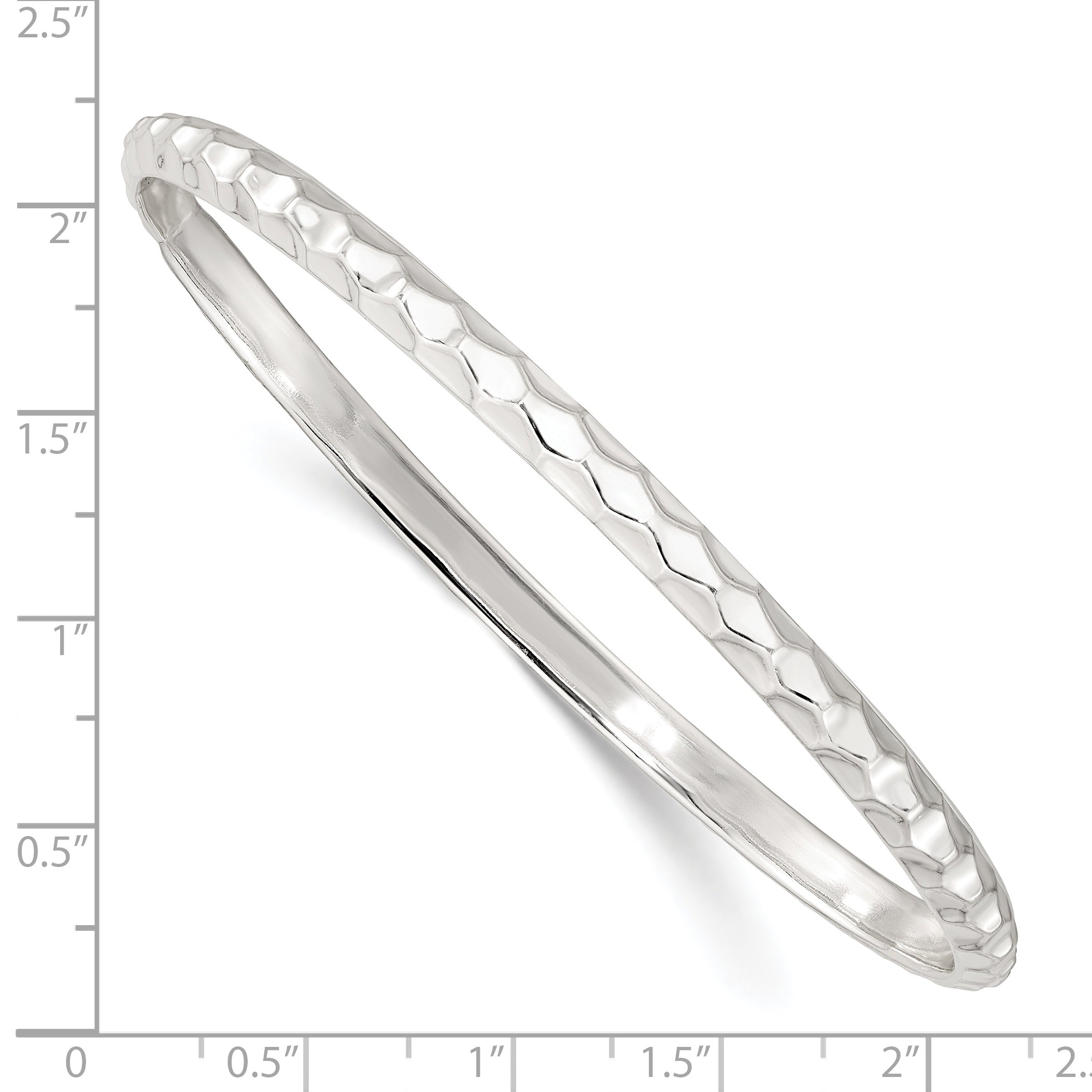 Sterling Silver Textured 4mm Slip-On Bangle