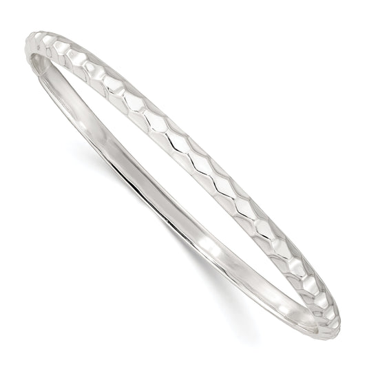Sterling Silver Textured 4mm Slip-On Bangle
