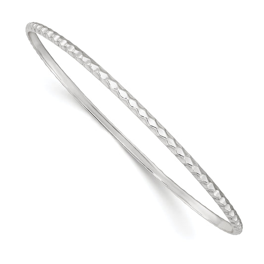 Sterling Silver Polished 2.5mm Textured Slip-On Bangle