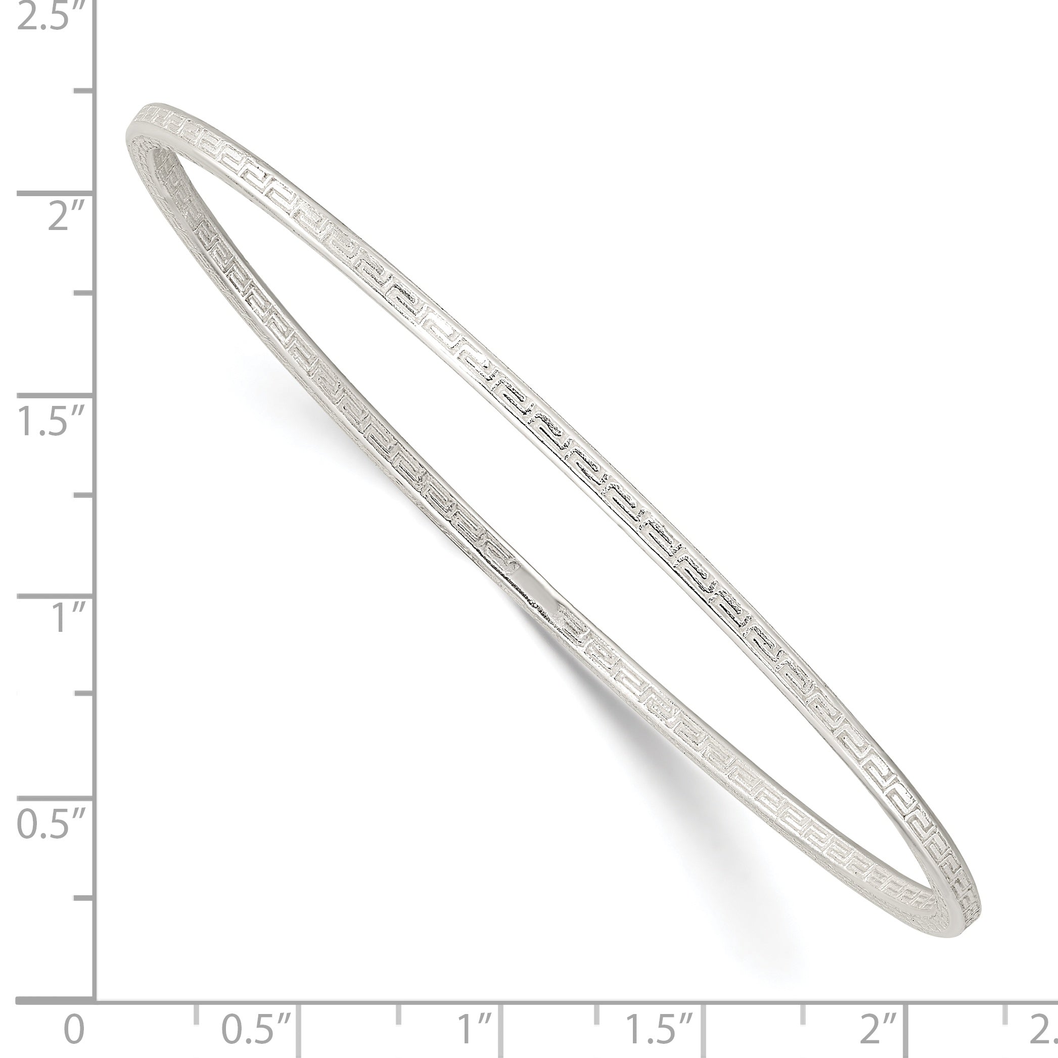Sterling Silver Polished 2.25mm Greek Key Slip-On Bangle