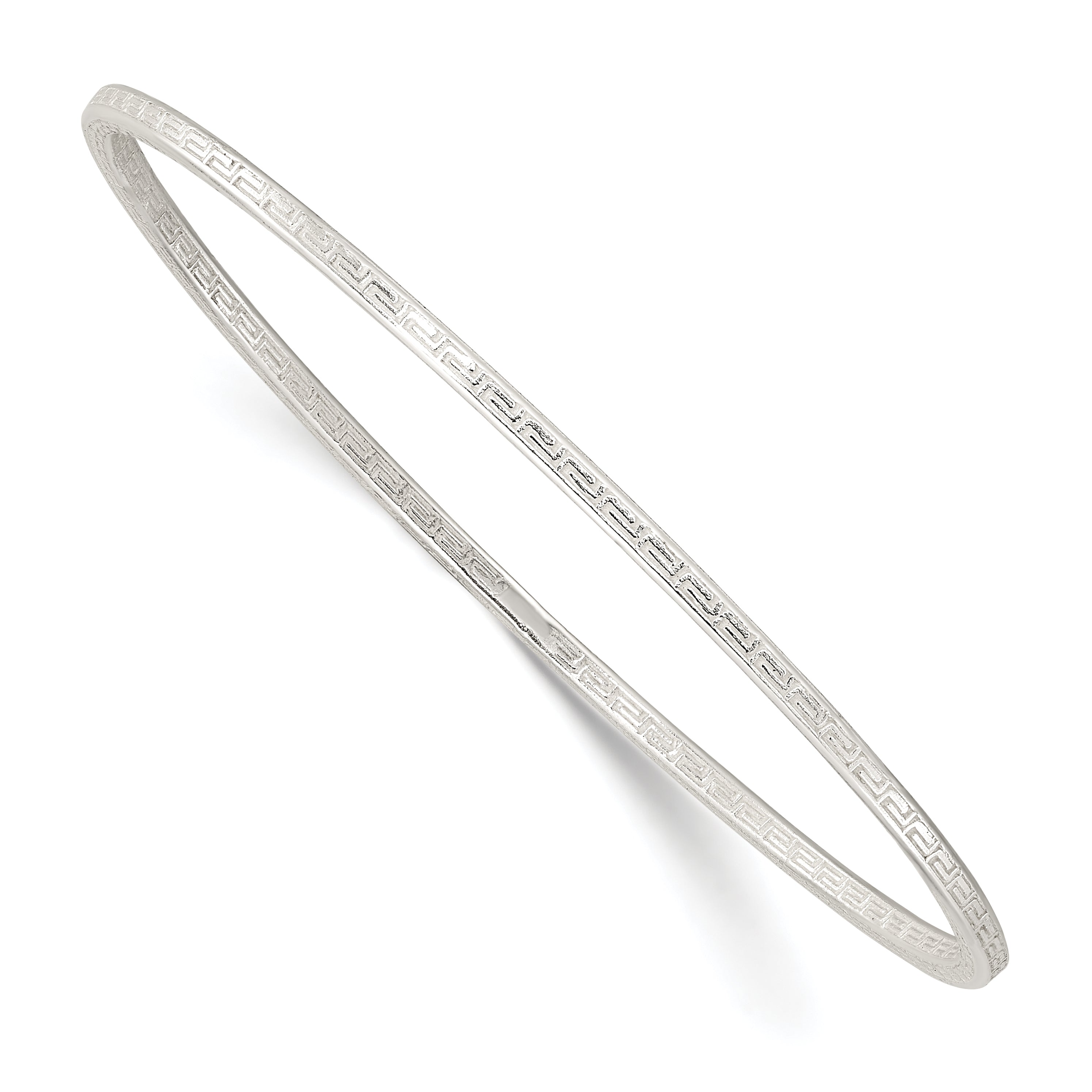 Sterling Silver Polished 2.25mm Greek Key Slip-On Bangle