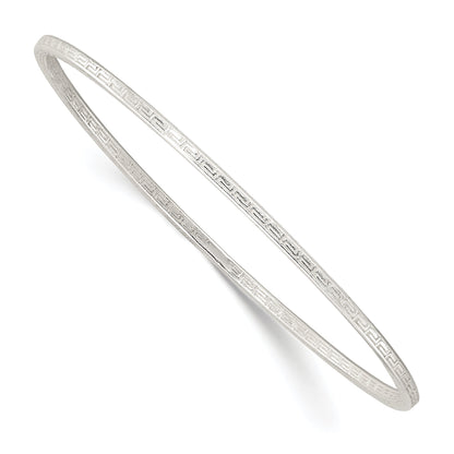 Sterling Silver Polished 2.25mm Greek Key Slip-On Bangle