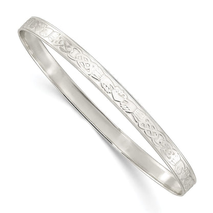 Sterling Silver Polished 5.25mm Claddagh Slip-On Bangle