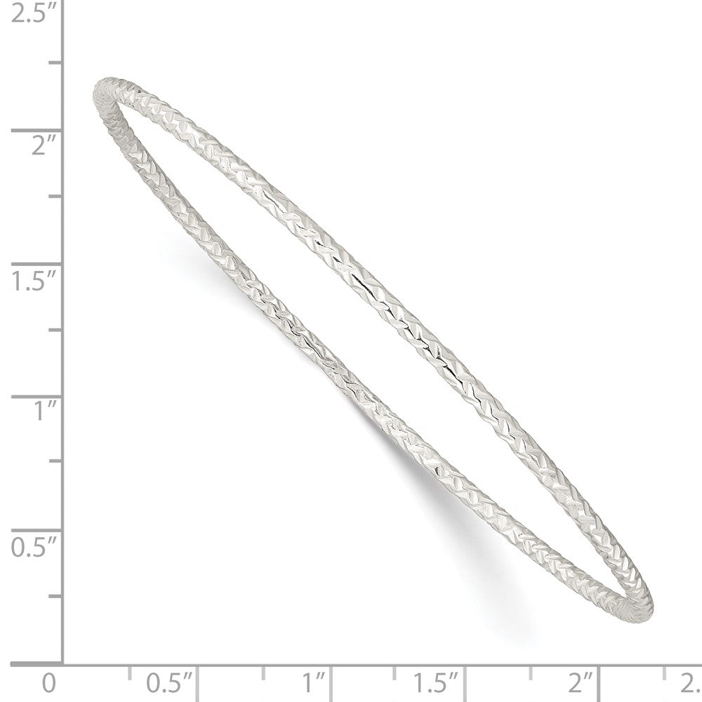 Sterling Silver Diamond-Cut 2mm Slip-On Bangle