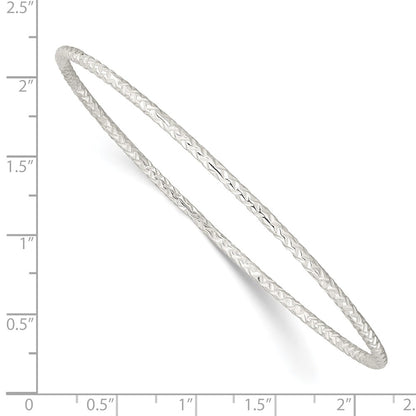 Sterling Silver Diamond-Cut 2mm Slip-On Bangle