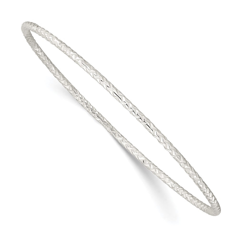 Sterling Silver Diamond-Cut 2mm Slip-On Bangle