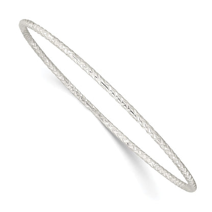 Sterling Silver Diamond-Cut 2mm Slip-On Bangle