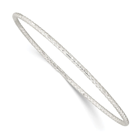 Sterling Silver Diamond-Cut 2mm Slip-On Bangle