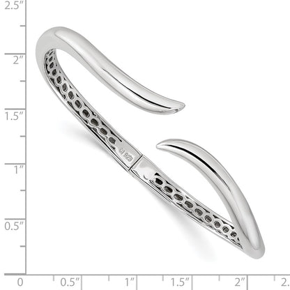 Sterling Silver Rhodium-Plated Polished Wavy Hinged Bangle