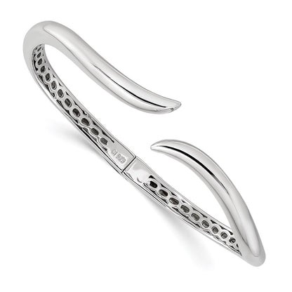Sterling Silver Rhodium-Plated Polished Wavy Hinged Bangle