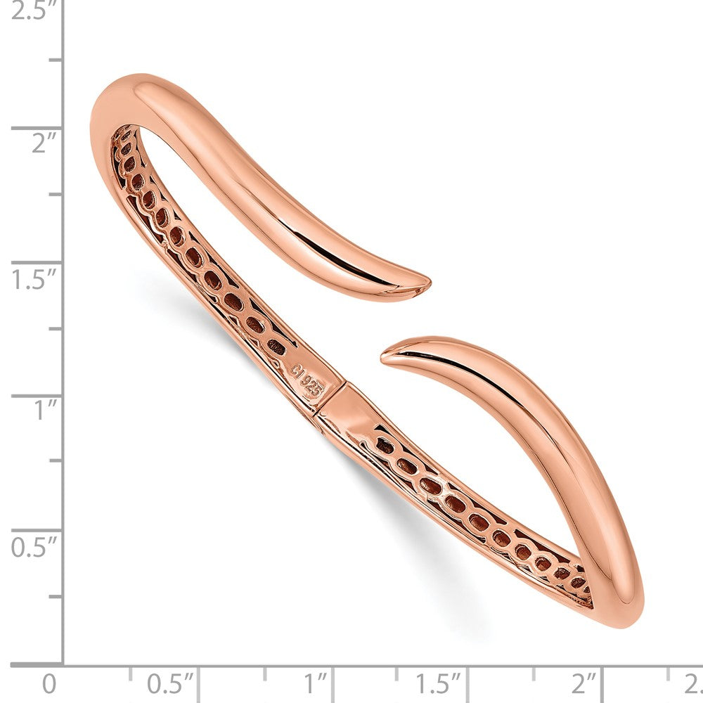 Sterling Silver Rose-Tone Polished Wavy Hinged Bangle